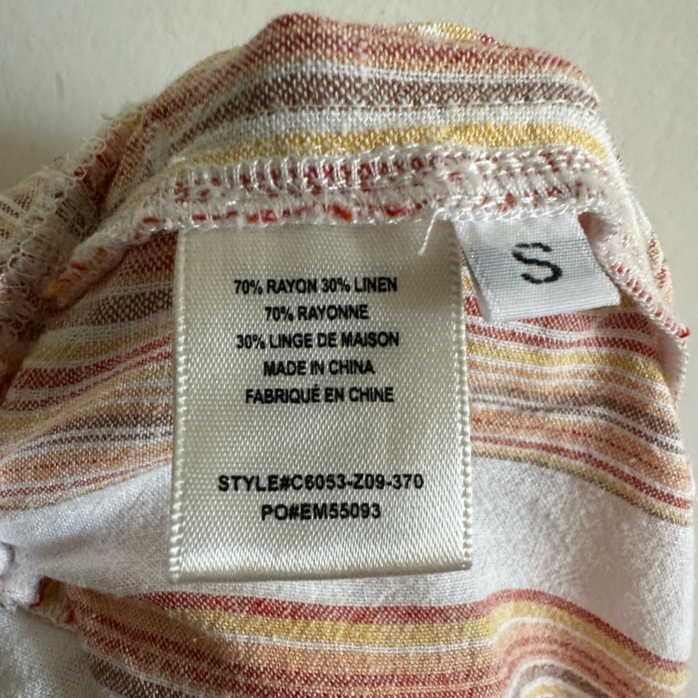 Anthropologie Cloth & Stone Orange/White Striped Frayed Hem Strapless Jumpsuit - Picture 7 of 7